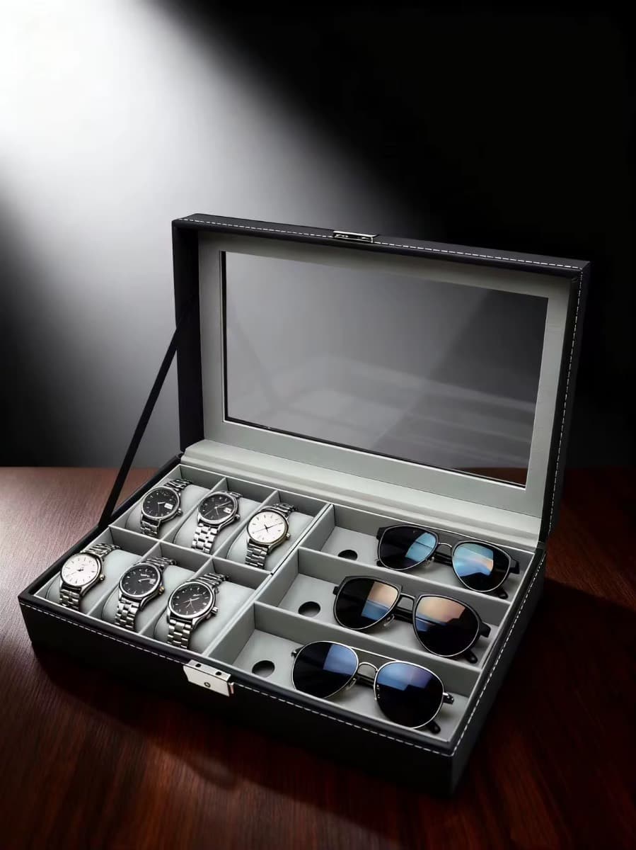 Estuche Organizador de Relojes y Gafas